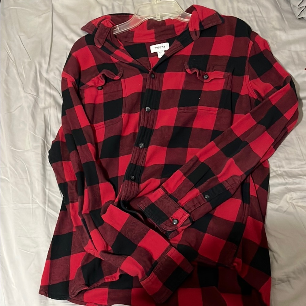 Sonoma Red and Black Plaid Shirt Jacket